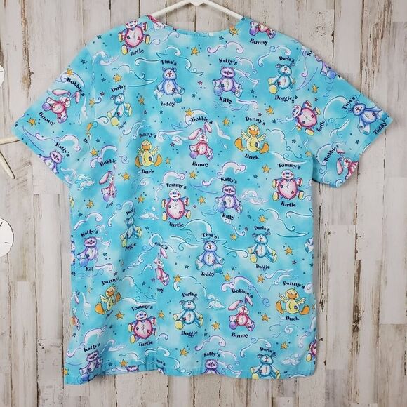 Simply Basic Button-Down Scrub Shirt Blue Size Large - Picture 2 of 9